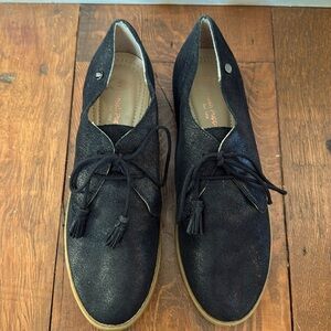 Hush Puppies Women’s Oxford Black Leather Lace-Up Shoes Size 8.5M